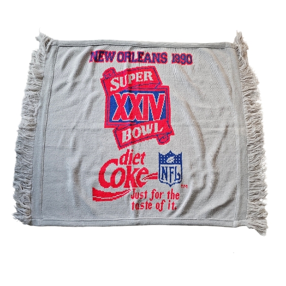 Vintage 1990 New Orleans Super Bowl XXIV NFL Denver Broncos Vs. 49ers Knit Throw